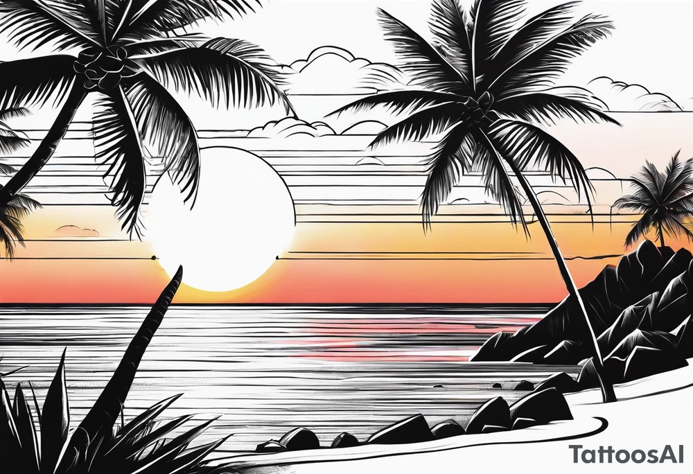 Jamaica sunset beach tattoo idea