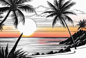 Jamaica sunset beach tattoo idea