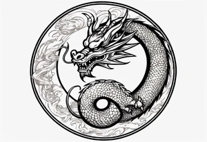 Chinese dragon in a circular shape with "02.03" written on it tattoo idea