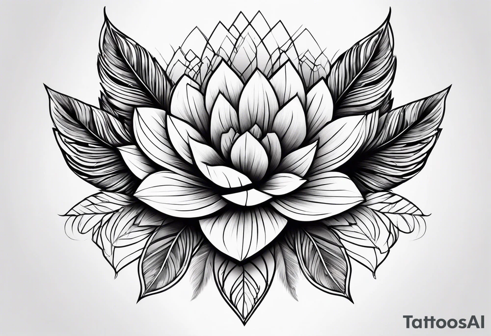 Feather flowers tattoo idea