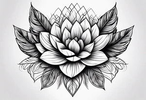 Feather flowers tattoo idea