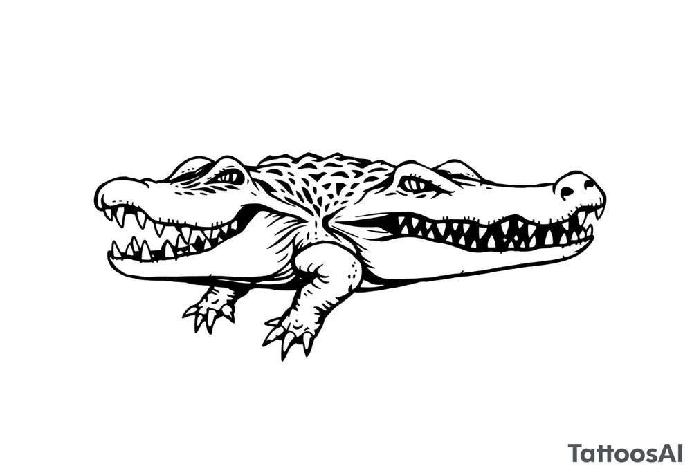 Traditional style angry alligator tattoo idea