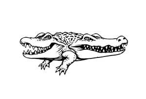 Traditional style angry alligator tattoo idea