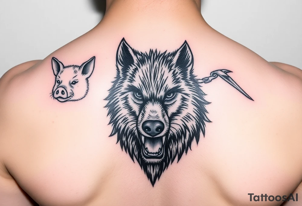 Three little pigs nursery rhyme with big bad wolf tattoo idea