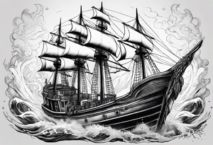 Kraken breaking a boat in half. tattoo idea