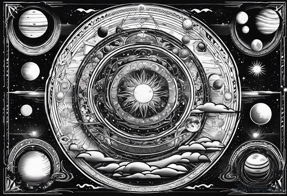 solar system, on spine tattoo idea