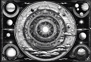 solar system, on spine tattoo idea