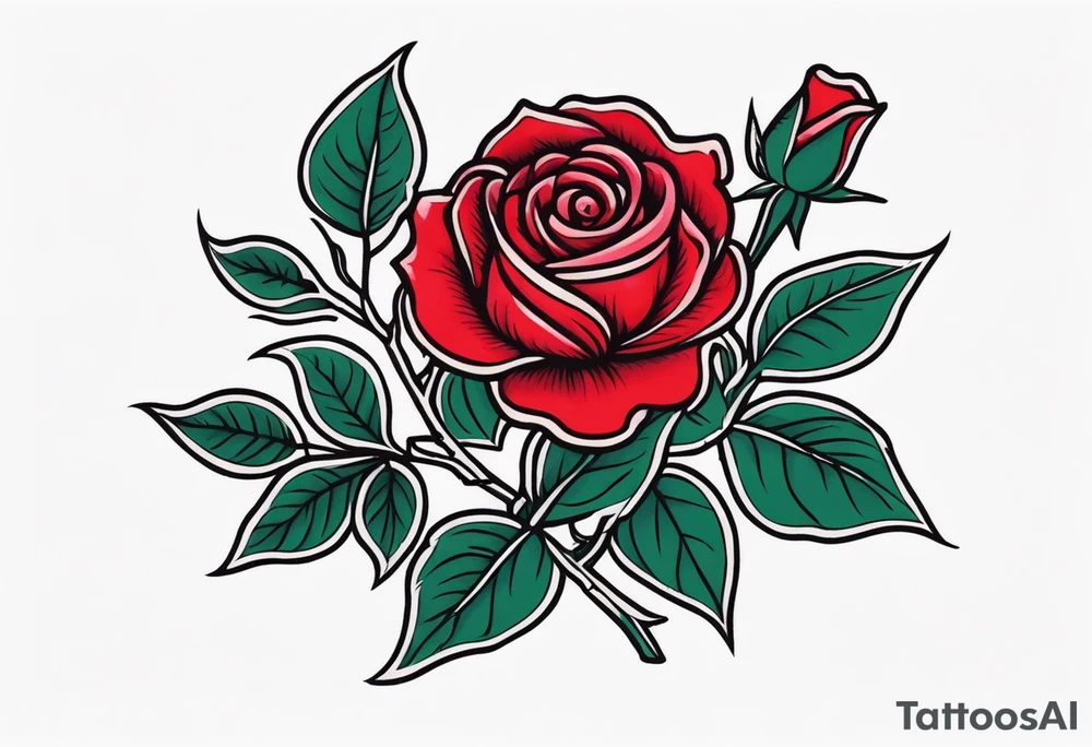 traditional rose red tattoo idea