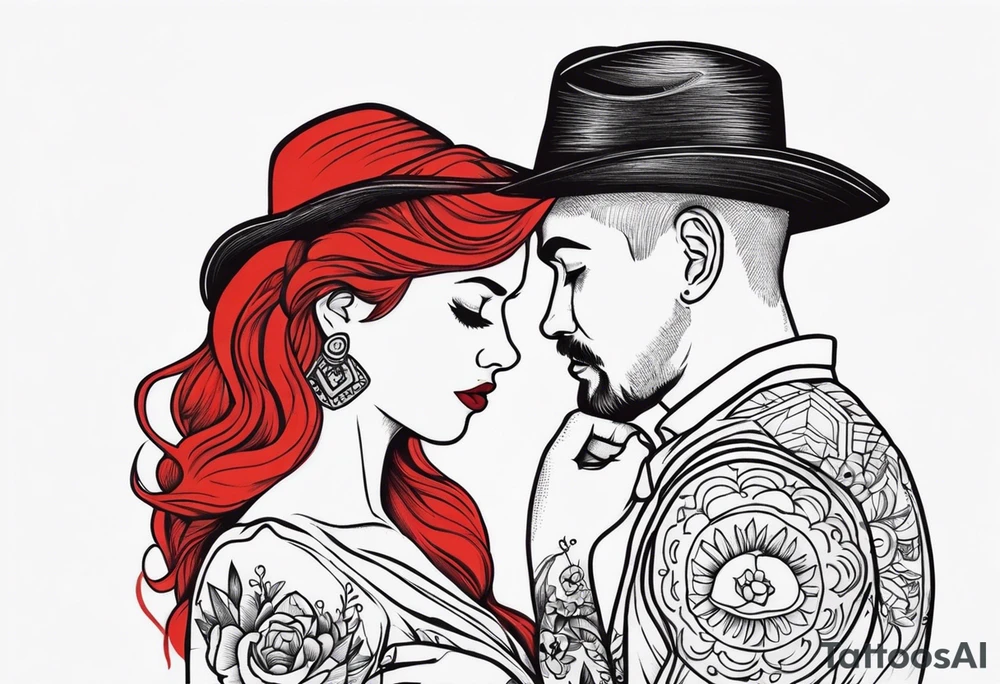 Couple's tattoos red head and mexican tattoo idea
