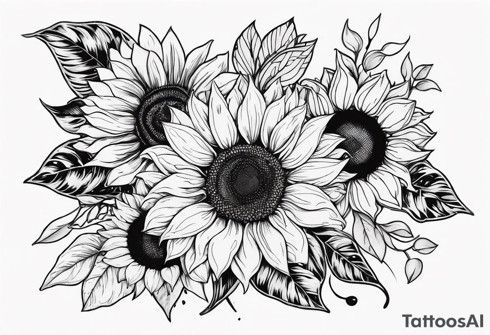 Animal print with sunflowers tattoo idea