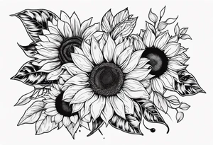 Animal print with sunflowers tattoo idea