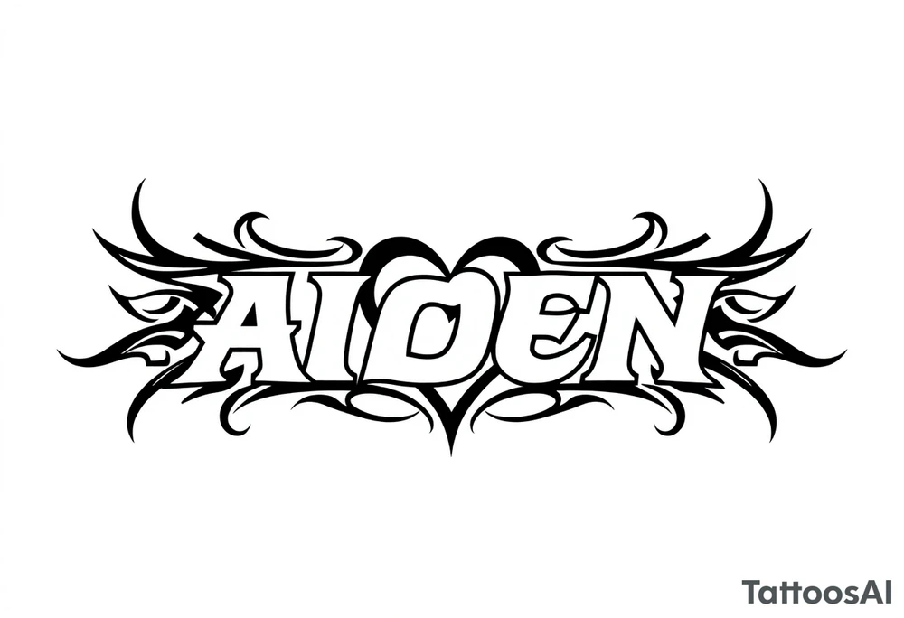The name Aiden with a love heart tattoo idea