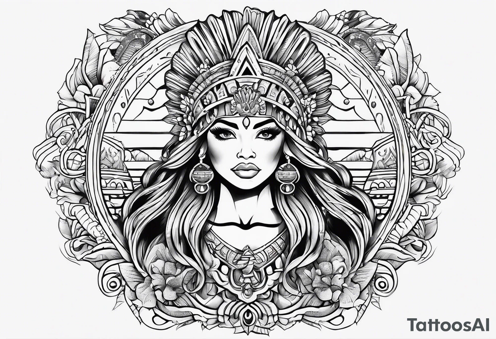 Aztec mermaid tattoo idea