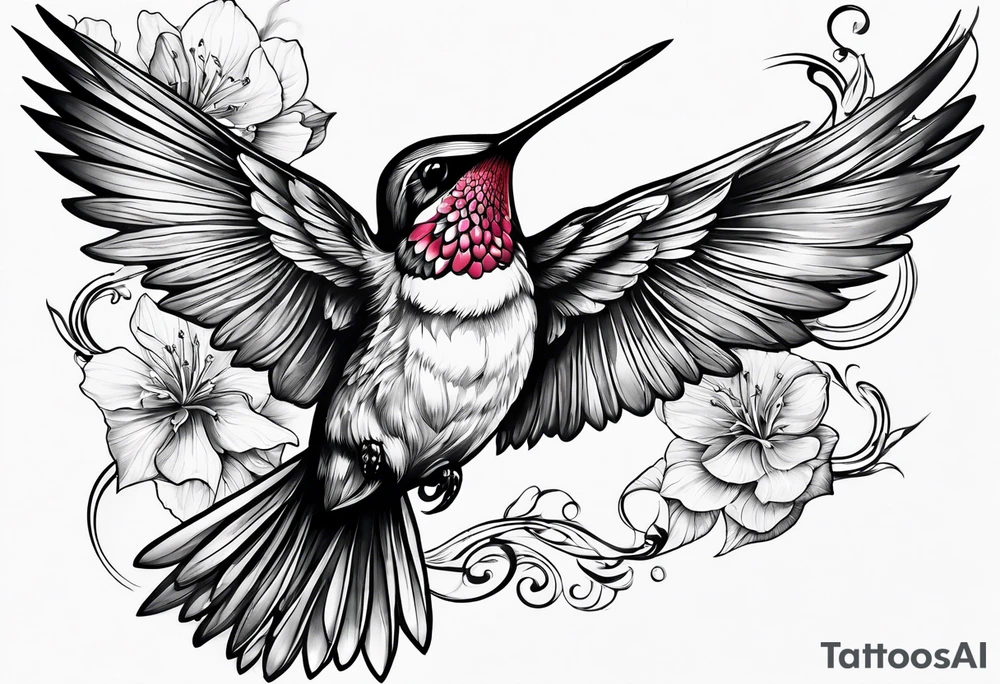 death in a shape of a humming bird tattoo idea