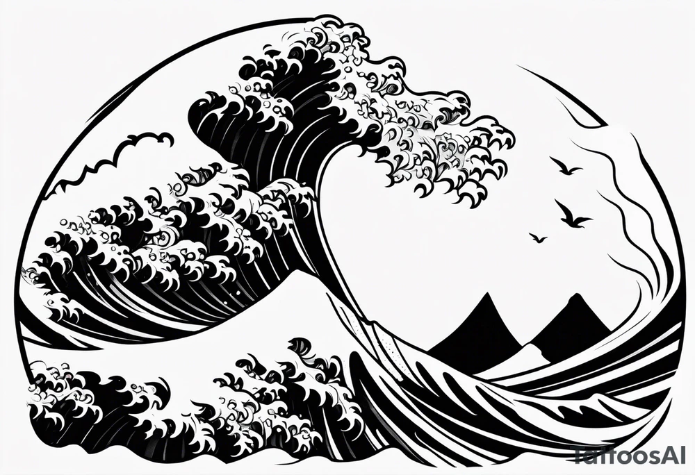 wave in circle tattoo idea