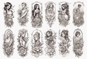 Female forearm, daughter, son, fairytale tattoo idea