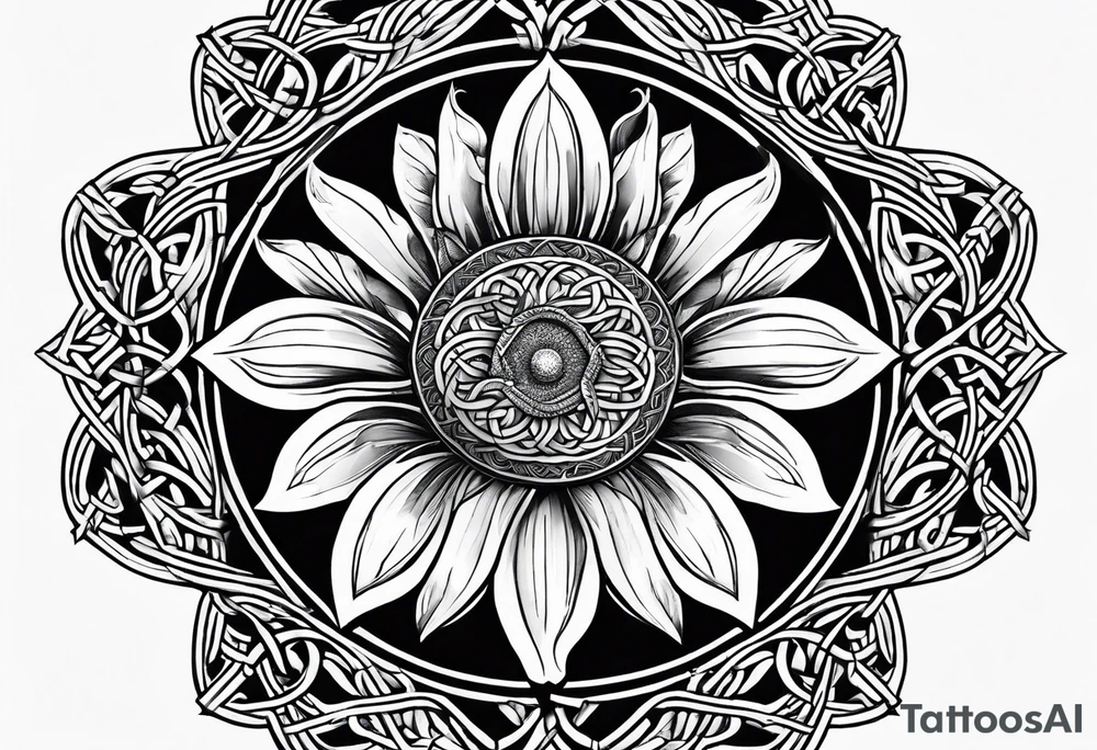 Sunflower Celtic knot seven tattoo idea