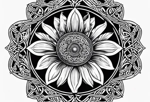 Sunflower Celtic knot seven tattoo idea