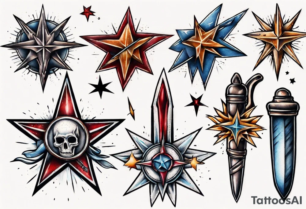 Star wounded by dagger tattoo idea