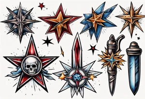 Star wounded by dagger tattoo idea