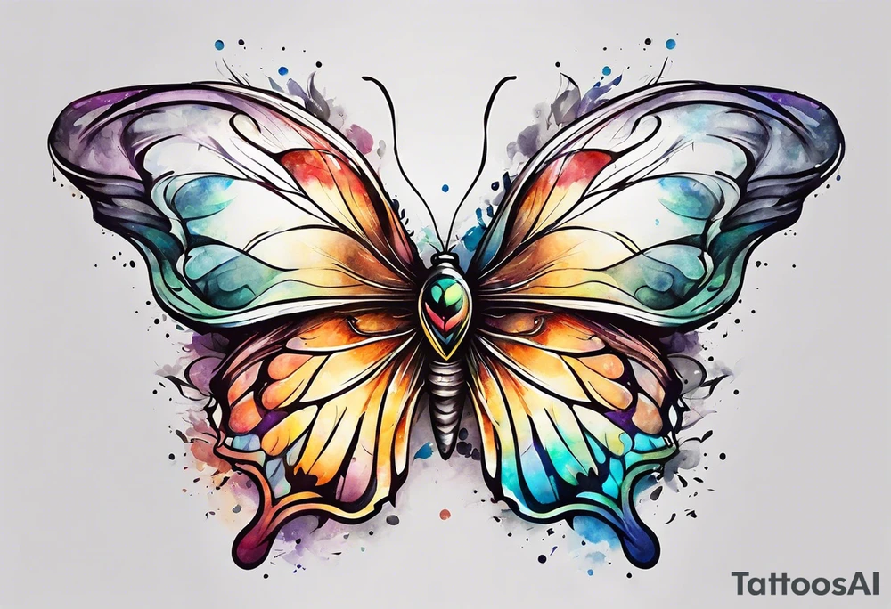 Butterfly with one Angel wing tattoo idea
