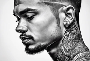 Portrait of a person with background tattoo idea