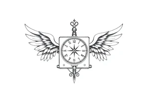 Slot machine with compass and clock with angel wings tattoo idea