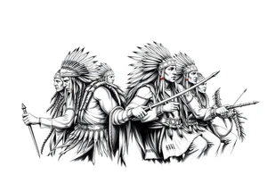 Native American warriors preparing for battle tattoo idea