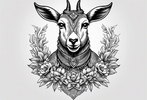 Shoulder/chest tattoo that is Half Goat, Half Kangaroo and has a Yemeni Dagger tattoo idea