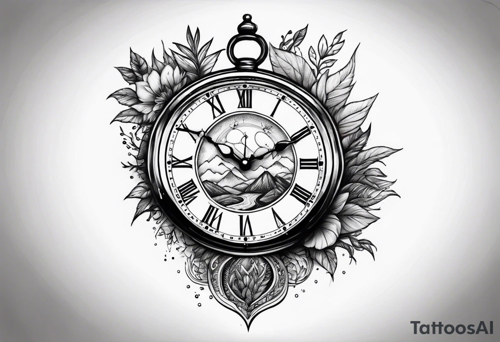 nature element clock memorial tattoo simple design tattoo idea nature element clock memorial tattoo simple design tattoo idea
