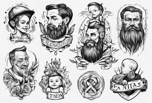 Father and kids tattoo with names of kids tattoo idea