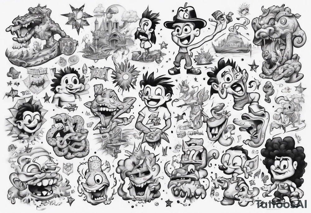 1990 nickelodeon theme montage tattoo idea