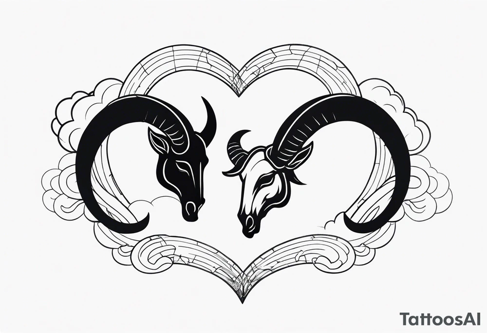 heaven and hell, clouds, broken heart, halo, horns tattoo idea