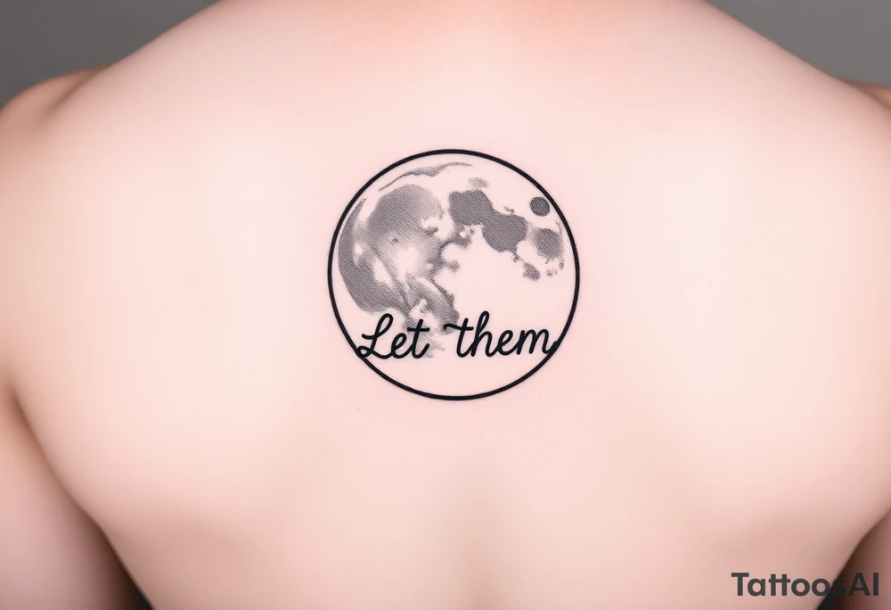 Mystical holistic moon with the text Let Them tattoo idea