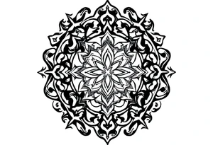mytical shaman and witch ancient ornament with rhyme tattoo idea
