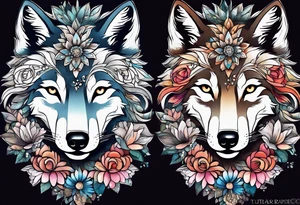 Wolf céleste, flower tattoo idea