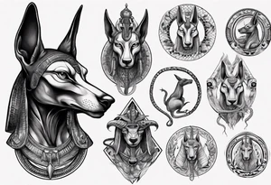Anubis with scales and snakes tattoo idea