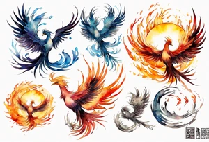 a phoenix in front of the sun tattoo idea