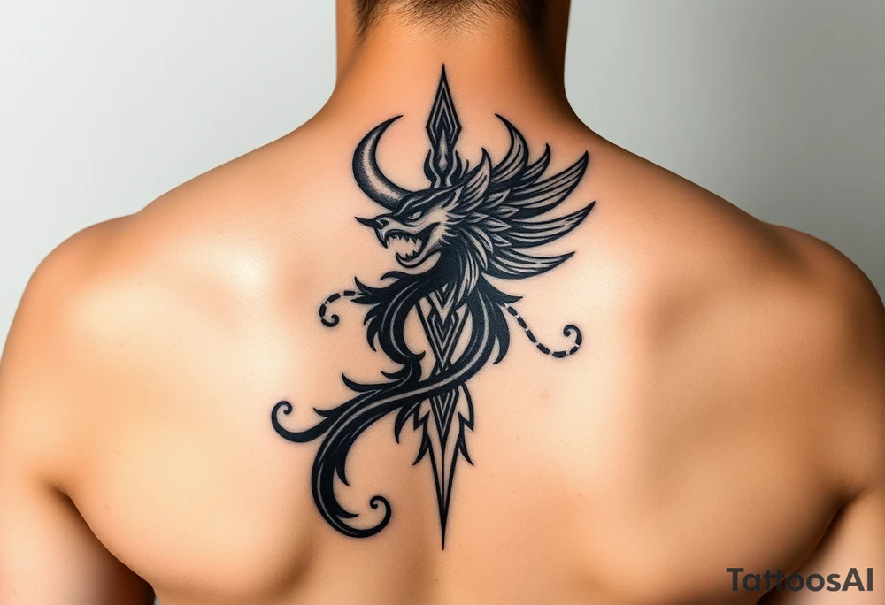 Sak yant Thai tattoo that allows me to access all my powers and magick such as immortality granting immortality to those I ressurect with my blood and creating new magick or allows me to craft new magick grants me telekinesis telepathy allows me to move through shadow to shadow allows me to jump in shadows into the shadow world and move through it allows me to control other people and gods or anyone's magic and body through phychic control as well as seeing spirits and other entities of higher and lower vibrations not seen with naked eyes as well as allows me to communicate with them as  kaluk mizuzu a supreme one or the Lord of lords he who is the supreme reflection of she who is the Lord of the eternal flame tattoo idea