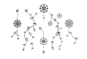 Ivy. Vines with wiccan symbols and zodiac signs tattoo idea