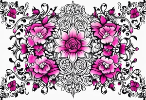 pink filigree. white background tattoo idea