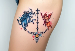 Taurus, Sagittarius, Runes, twin flame, soulmate, witch, Norse tattoo idea