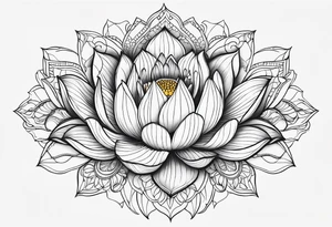 Lotus flower mandala with fine lines tattoo idea