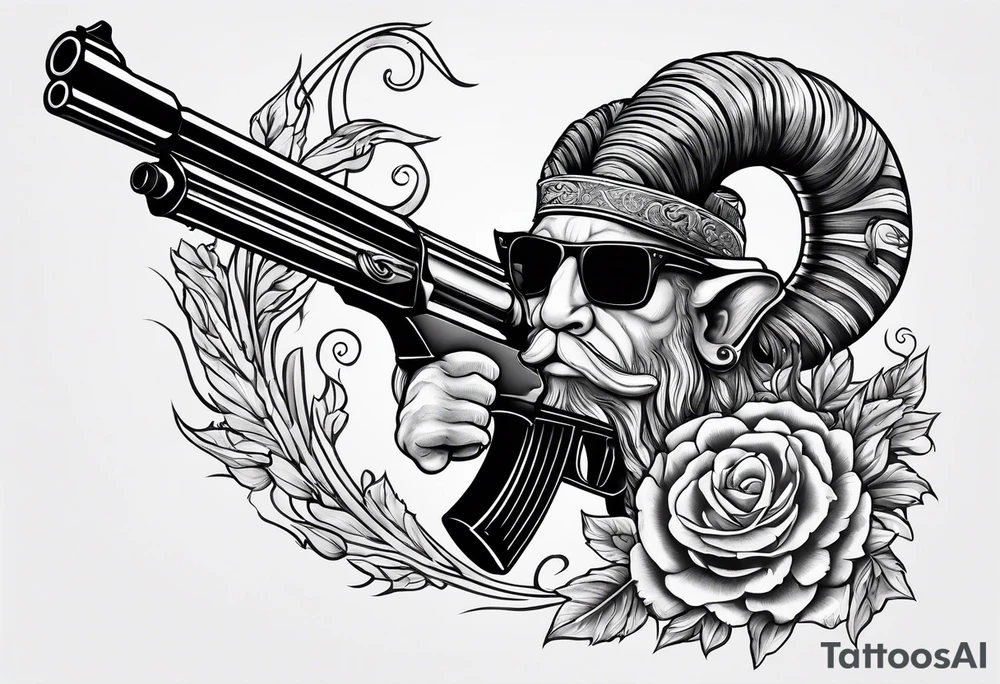 capricorn with sunglasses and shotgun tattoo idea