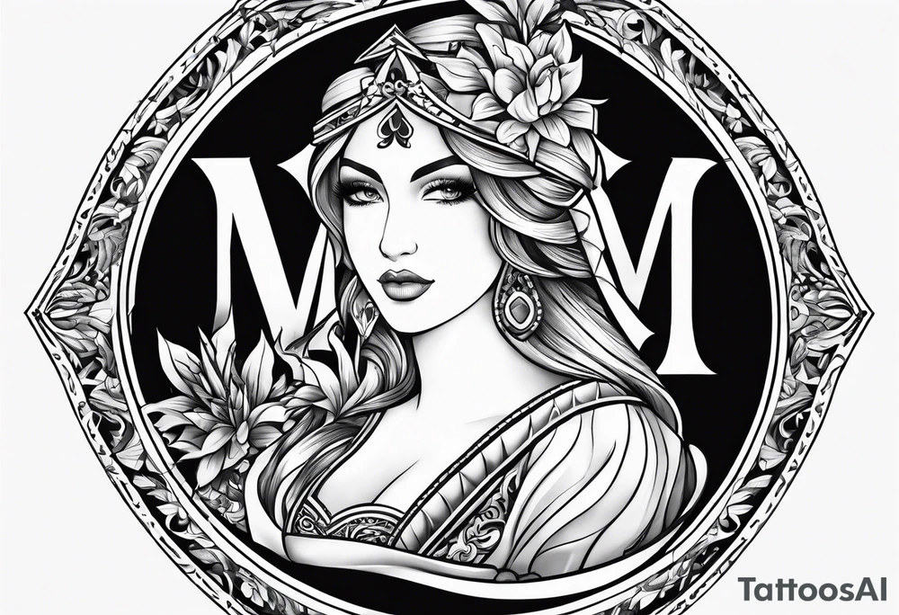 feminine poker letter M tattoo idea