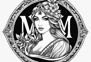 feminine poker letter M tattoo idea