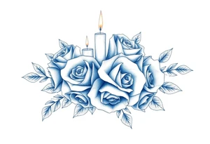 Passed love one, roses, candles, blue tattoo idea