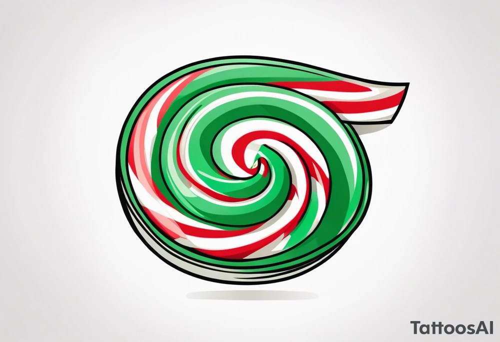 small tattoo of a green swirl peppermint candy in the wrapper tattoo idea