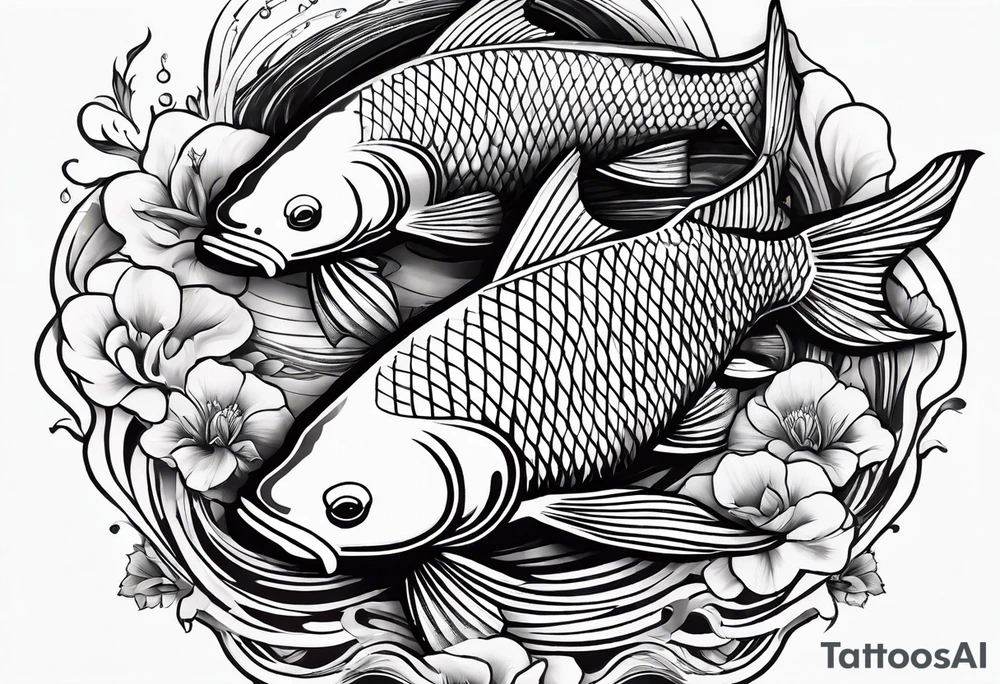 carp koi for two best friends, two names: Iris and Aurora, tattoo idea