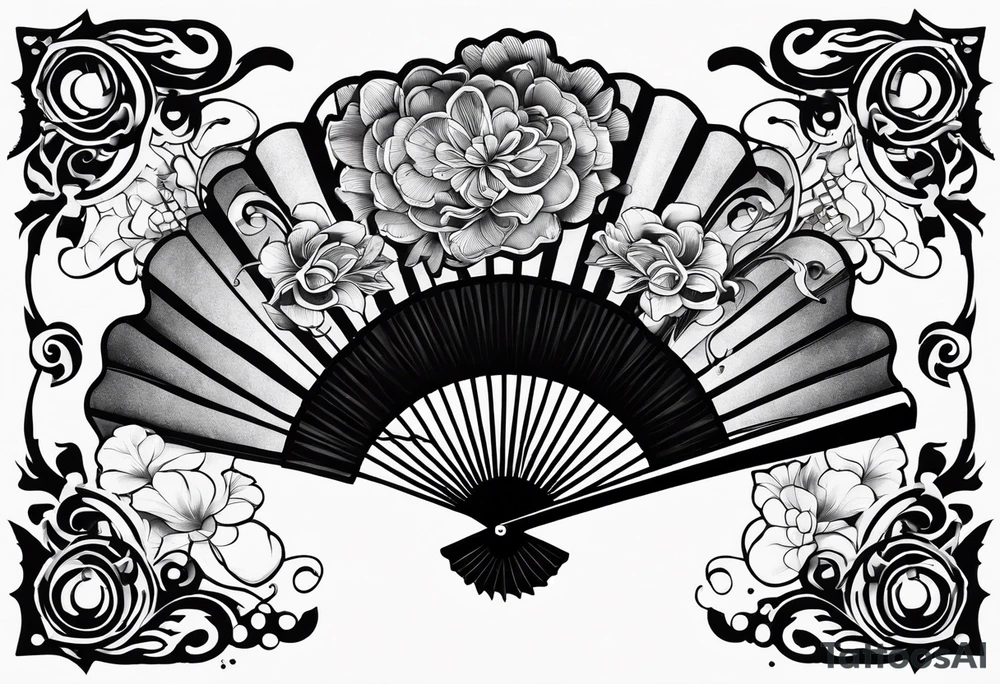 Black Japanese fan tattoo idea